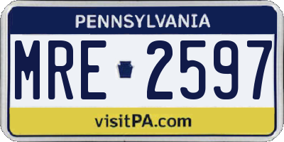 PA license plate MRE2597