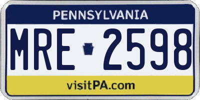 PA license plate MRE2598