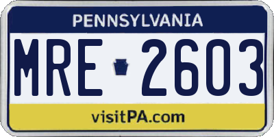 PA license plate MRE2603