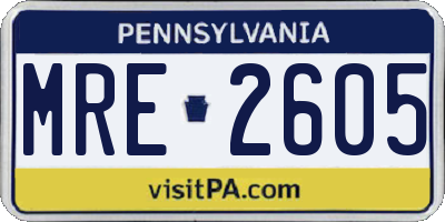 PA license plate MRE2605