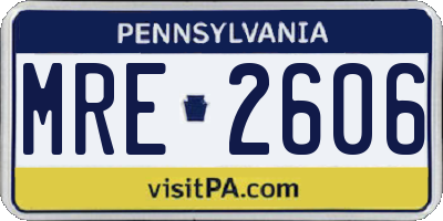 PA license plate MRE2606