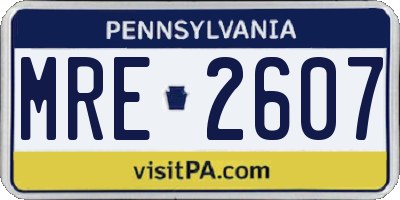 PA license plate MRE2607