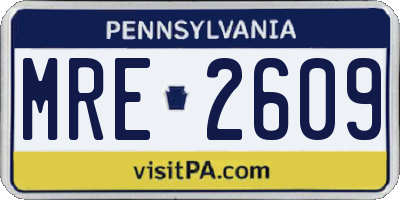 PA license plate MRE2609