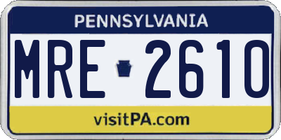 PA license plate MRE2610