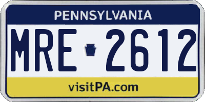 PA license plate MRE2612