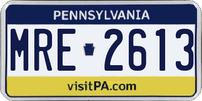 PA license plate MRE2613