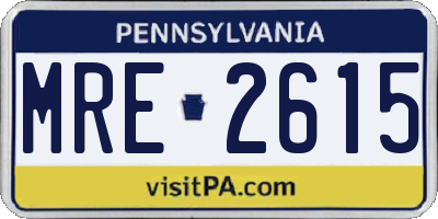 PA license plate MRE2615