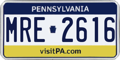 PA license plate MRE2616
