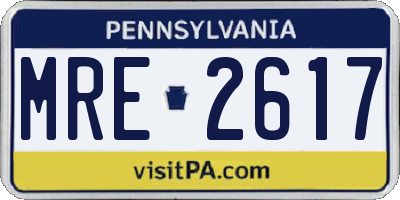 PA license plate MRE2617
