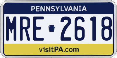 PA license plate MRE2618