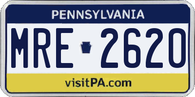 PA license plate MRE2620