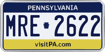 PA license plate MRE2622