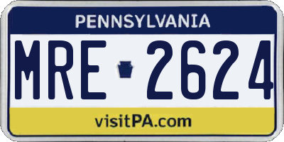 PA license plate MRE2624