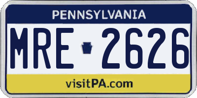 PA license plate MRE2626