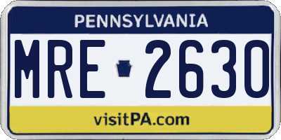 PA license plate MRE2630