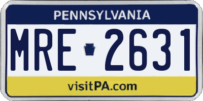 PA license plate MRE2631