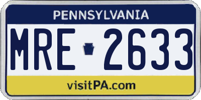 PA license plate MRE2633