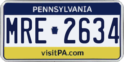 PA license plate MRE2634