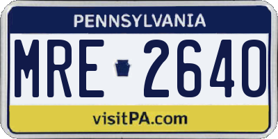PA license plate MRE2640