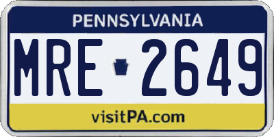 PA license plate MRE2649