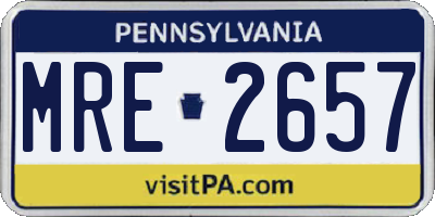 PA license plate MRE2657