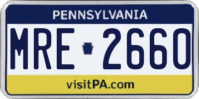 PA license plate MRE2660