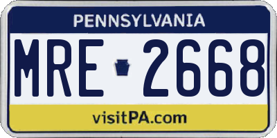 PA license plate MRE2668