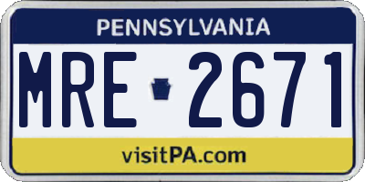 PA license plate MRE2671