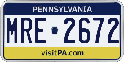 PA license plate MRE2672
