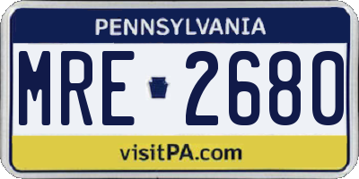 PA license plate MRE2680