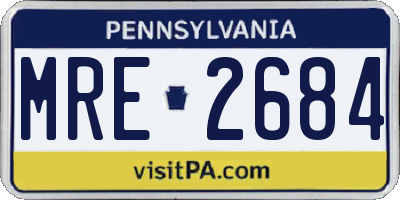 PA license plate MRE2684