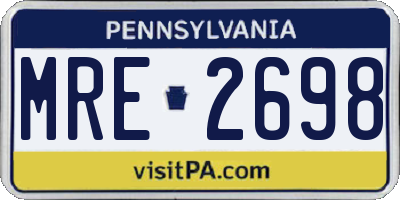 PA license plate MRE2698