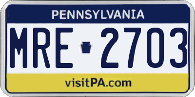 PA license plate MRE2703