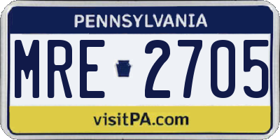 PA license plate MRE2705