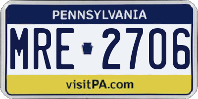 PA license plate MRE2706