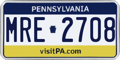 PA license plate MRE2708