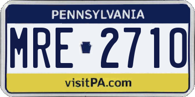 PA license plate MRE2710