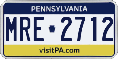 PA license plate MRE2712
