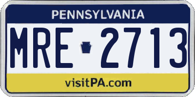 PA license plate MRE2713
