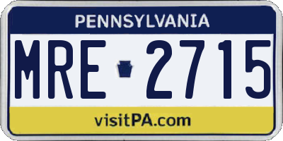 PA license plate MRE2715