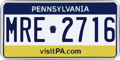 PA license plate MRE2716