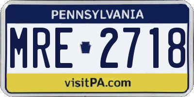 PA license plate MRE2718