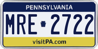 PA license plate MRE2722