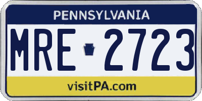 PA license plate MRE2723