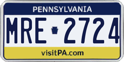 PA license plate MRE2724