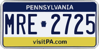 PA license plate MRE2725