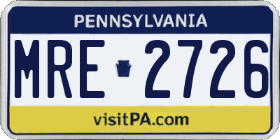 PA license plate MRE2726