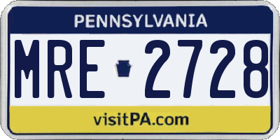 PA license plate MRE2728