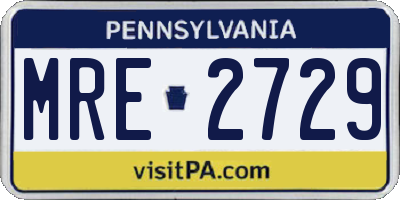 PA license plate MRE2729