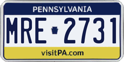 PA license plate MRE2731
